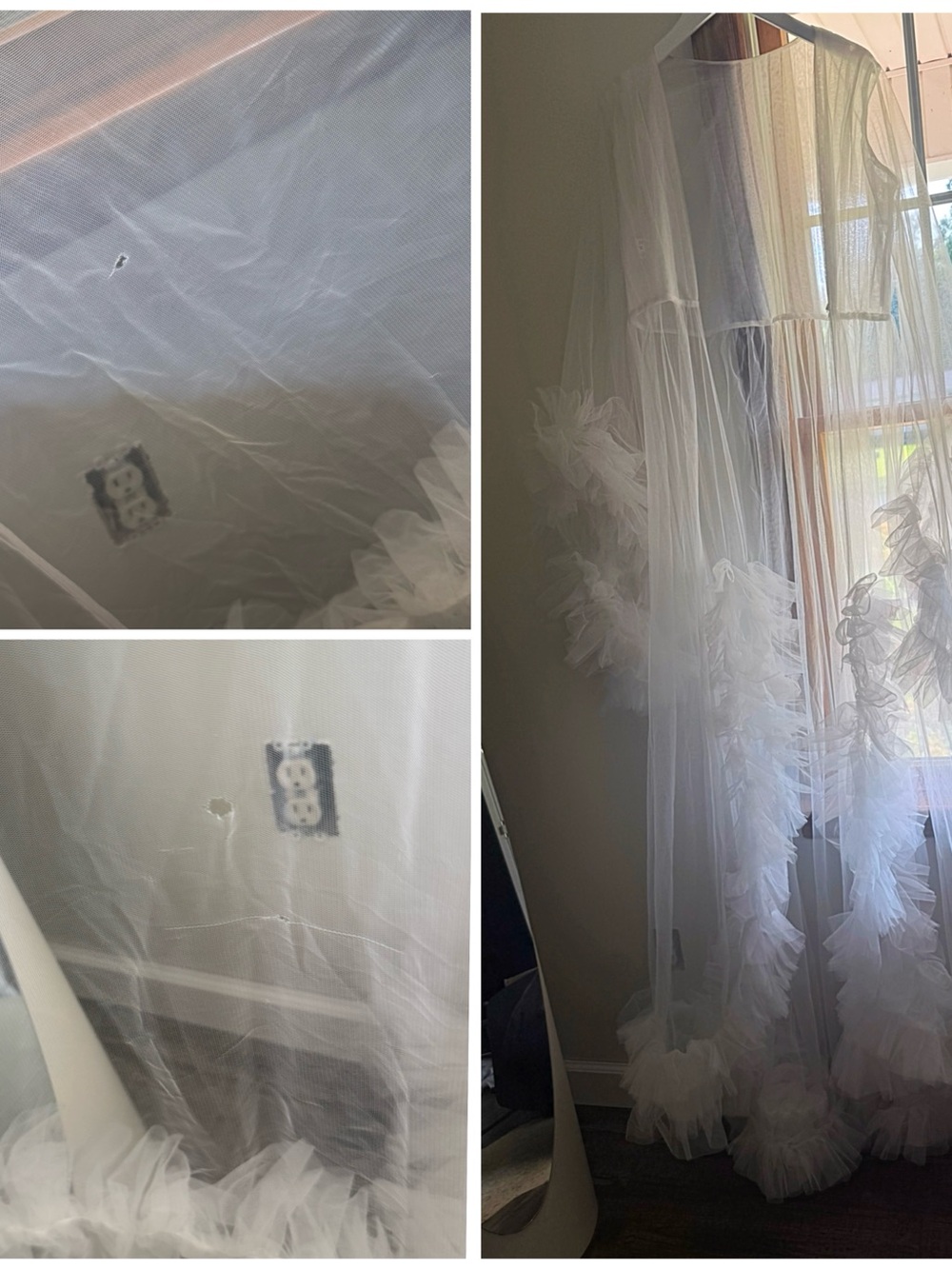 Sheer White Tulle Ruffled Robe - Bridal - Picture 3 of 3